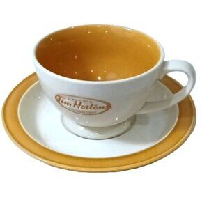 Tim‎ Hortons' Coffee Cup w/ Saucer Butterscotch & White